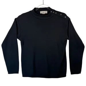 Daniel La Torre Italy Black Wool Blend Mock Neck Sweater‎ Button Shoulder Size S thumbnail 1