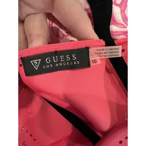 Guess Coral Red Lasercut Scuba Double‎ V Cut Fit and Flare Dress 10 thumbnail 7