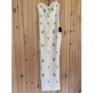 Lulus Completely Regal White Rhinestone Column Dress Elegant Glam Extra Small thumbnail 2