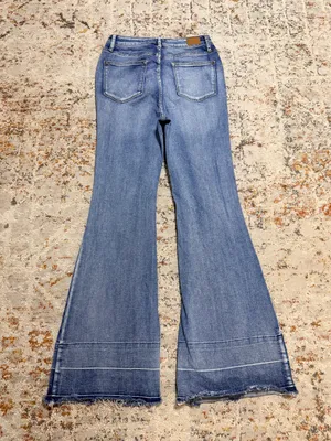 Judy Blue High Waist Tummy Control Release Hem Flare Jeans size 9/29 tall thumbnail 5
