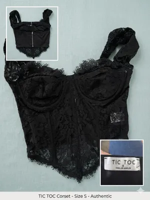 TIC TOC Black Lace Corset Camisole Top thumbnail 1