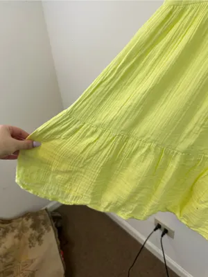 Ripcurl Lightweight Yellow V-Neck Gauzy Short Sleeve Tiered Mini Dress Size 2XL thumbnail 5