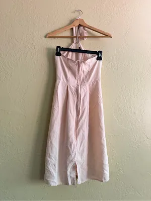 Soft Blush Halter Midi Dress pit to pit 15" thumbnail 3