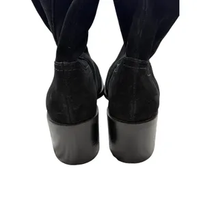 Steve Madden Romney Black Suede Block Heel Square Toe Western Boots Size 6M NEW thumbnail 5