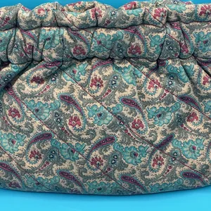 Vintage Quilted Clutch 8.3” length Green thumbnail 2