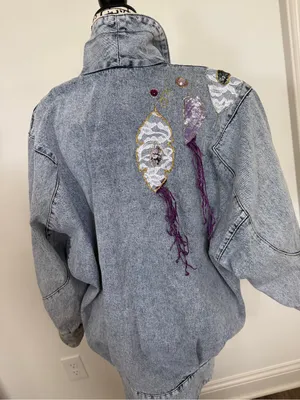 Apache by the west plus Denim Jean embellished Jacket very oversized small thumbnail 2