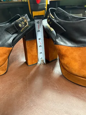 Dolce Vita Chunky Platform Slingback Heels in Black and Tan thumbnail 2