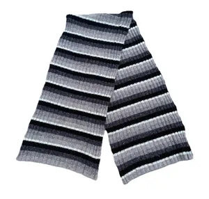 Vintage GAP Multicolor Striped 90s Grunge Scarf Wool Cotton Black‎ Tan Brown thumbnail 1