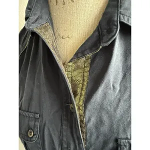Free‎ People Off Campus Button Down Shirt Navy Metallic Size Small thumbnail 3