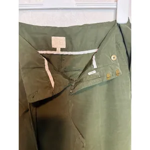 Anthropologie Coquille Olive Green Paperbag Waist Tapered Ankle Pants with Tie thumbnail 8