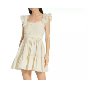 Anthropologie En Saison cream crochet Colette swing dress size sml thumbnail 9