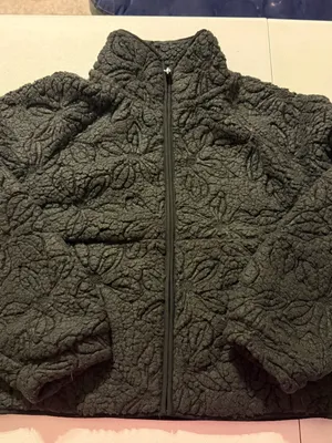 Roxy Blurry Cloud Full Zip Polar Fleece Floral Sherpa Mock Neck Black Medium NEW thumbnail 2