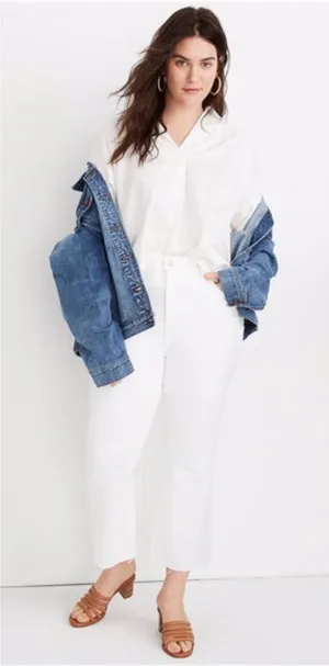 NWT Madewell Cali Demi-Boot Jeans Raw-Hem Jeans White asZ-36 thumbnail 1