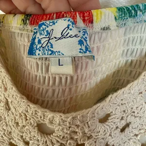 J Gee Tiered Crochet Sundress Large Tan thumbnail 3