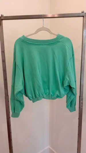 Altar'd State Women's Green V-Neck Pullover Sweatshirt Solid XS thumbnail 2