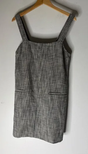 Abercrombie & Fitch Women Black White Houndstooth Jumper Mini Dress MP thumbnail 1