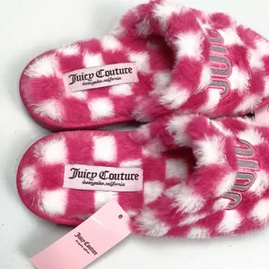 Juicy Couture Eldoris 2 Faux Fur Open Toe Slip On Slippers Small NEW! thumbnail 2