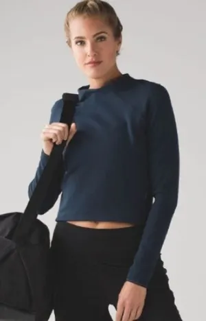 Lululemon Women's‎ 6 Hill And Valley Mock Neck Pullover Nocturnal Teal Crop thumbnail 1