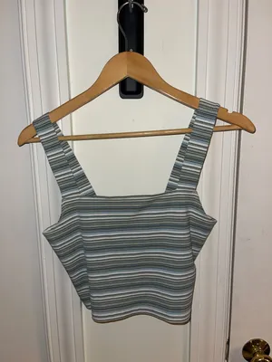 Green Stripped Cropped tank thumbnail 1