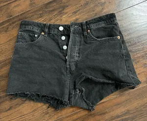 Ripped Black Jean Shorts Size 6 thumbnail 1