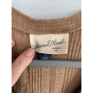 Universal Threads Womens Tank Top Brown Ribbed Button Front Lettuce Hem Size S thumbnail 5