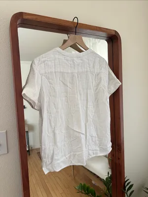 J.Crew V Neck Gauze Popover White Cotton Blouse Womens XS thumbnail 8