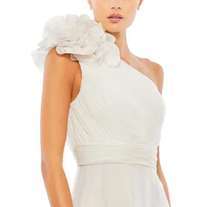 Mac Duggal Rosette One Shoulder Tea Length Dress White Size 12 thumbnail 3