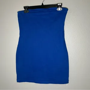 NEW ZARA blue bandeau denim strapless mini dress women’s size medium thumbnail 4