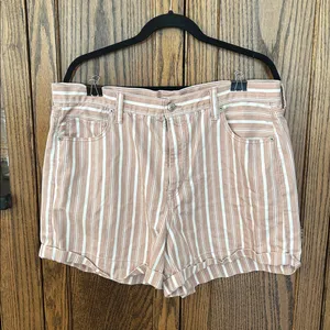 American Eagle Pink‎ Striped Denim Mom Short shorts cotton comfortable jeans 18 thumbnail 4