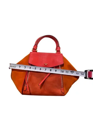 Tory Burch wms red orange suede leather tassled crossbody handbag SKU 10-229 thumbnail 8