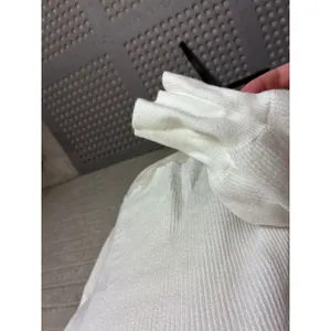 Abercrombie & Fitch Women White Ribbed V-Neck Long Sleeve Knit Sweater Small thumbnail 2