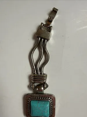 Source Unknown Southwestern multi-strand link turquoise bracelet thumbnail 6