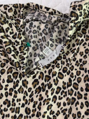 Cheetah print long sleeve peplum blouse Multiple Size XS thumbnail 4