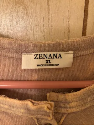 Zenana Outfitters Washed Tan Short Sleeve Henley thumbnail 3