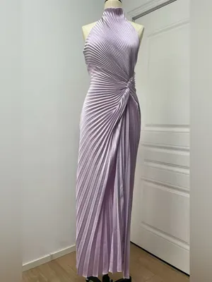 ALC Frank Lavender Halter Pleated Evening Gown Dress 4 thumbnail 4