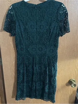 Laundry By Shelli Segal Floral Lace Shift Dress Short Sleeve Forest Green Sz 12 thumbnail 6