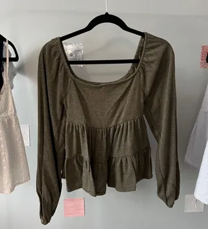 Altard state green ribbed blouse  thumbnail 1