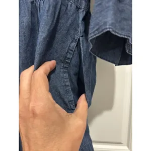 Denim Chambray Button Front tiered Shirt Dress Blue Petite XL Modest Teacher thumbnail 3