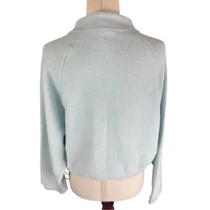 BP soft blue half zip pullover cropped warm and cozy adjustable hem fleece NWT S thumbnail 5