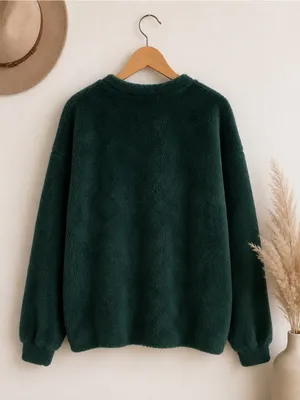 Lulus LuLaRoe Forest Green Fuzzy Bow Sweater XL Cozy Plush Pullover thumbnail 13