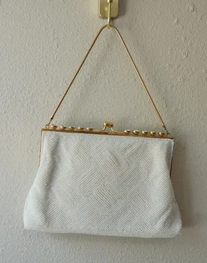 Vintage Bag by Debbie White Seed Bead Aurora Borealis Rhinestone Clutch Japan thumbnail 1