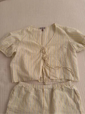 J. Crew linen cotton blend tie front short set thumbnail 4