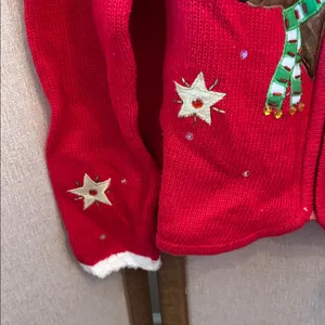 Tiara international Red Christmas Reindeer Sweater medium thumbnail 2
