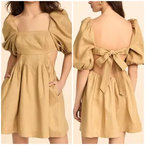 NEW Zimmermann Rosa Cut Out Mini Dress Khaki thumbnail 2