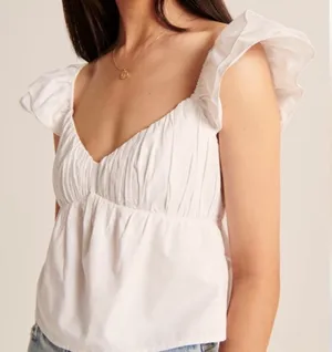 Abercrombie & Fitch White Poplin Top thumbnail 1
