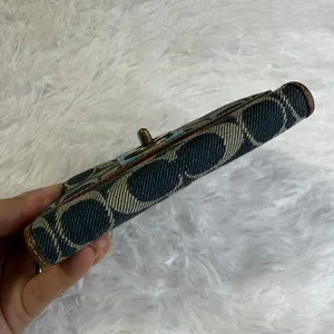 y2k Coach Stripe Signature Denim Turnlock Bifold Wallet thumbnail 4