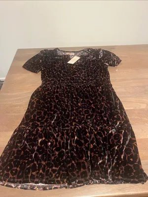 French Connection Girls' Leopard Velvet Dress - Brown and Black thumbnail 3