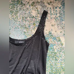 Vintage Y2K Hypnotik black disco mirror sleeveless mini tank dress, size large thumbnail 4