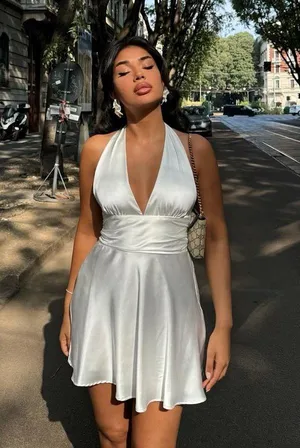 Zara halter dress satin effect bow back tied wedding party coctail shower thumbnail 1