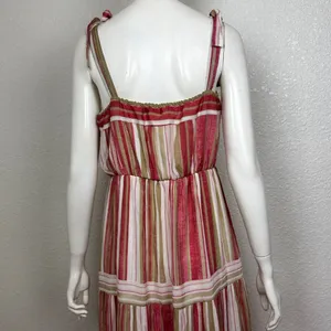 Unbranded Cotton Blend Striped Maxi Dress in Red/White and Green J-8 thumbnail 9